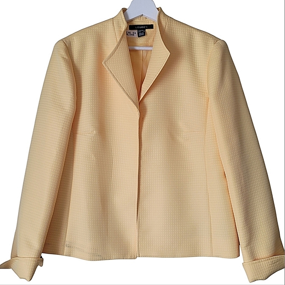 VINTAGE Louben Open Front Tailored Coat Size 10 in Yellow